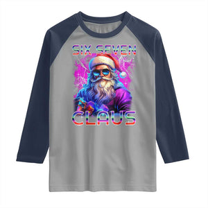 Funny Six Seven Claus Raglan Shirt 67 Christmas Santa Meme Gen Alpha TS11 Sport Gray Navy Print Your Wear