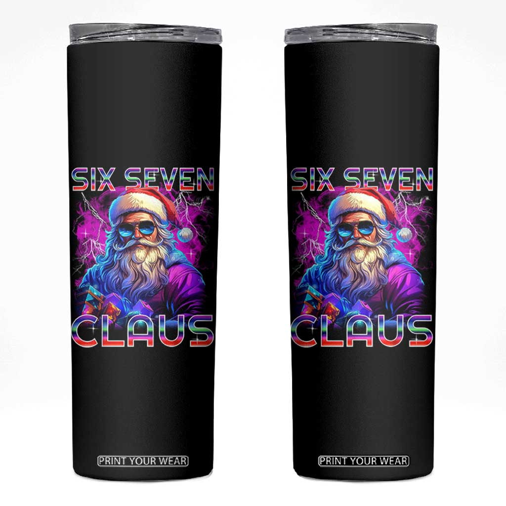 Funny Six Seven Claus Skinny Tumbler 67 Christmas Santa Meme Gen Alpha TS11 Black Print Your Wear
