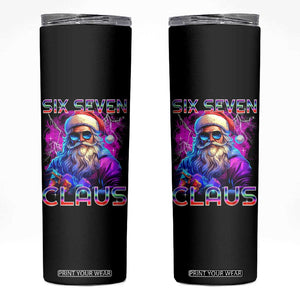 Funny Six Seven Claus Skinny Tumbler 67 Christmas Santa Meme Gen Alpha TS11 Black Print Your Wear