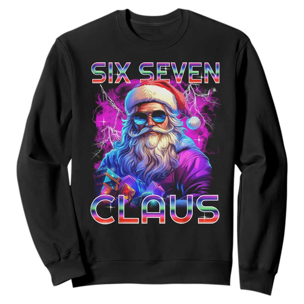 Funny Six Seven Claus Sweatshirt 67 Christmas Santa Meme Gen Alpha TS11 Black Print Your Wear