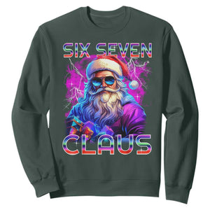 Funny Six Seven Claus Sweatshirt 67 Christmas Santa Meme Gen Alpha TS11 Dark Forest Green Print Your Wear