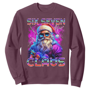 Funny Six Seven Claus Sweatshirt 67 Christmas Santa Meme Gen Alpha TS11 Maroon Print Your Wear
