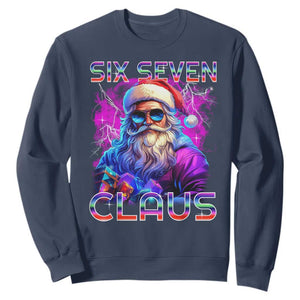 Funny Six Seven Claus Sweatshirt 67 Christmas Santa Meme Gen Alpha TS11 Navy Print Your Wear