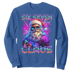 Funny Six Seven Claus Sweatshirt 67 Christmas Santa Meme Gen Alpha TS11 Royal Blue Print Your Wear