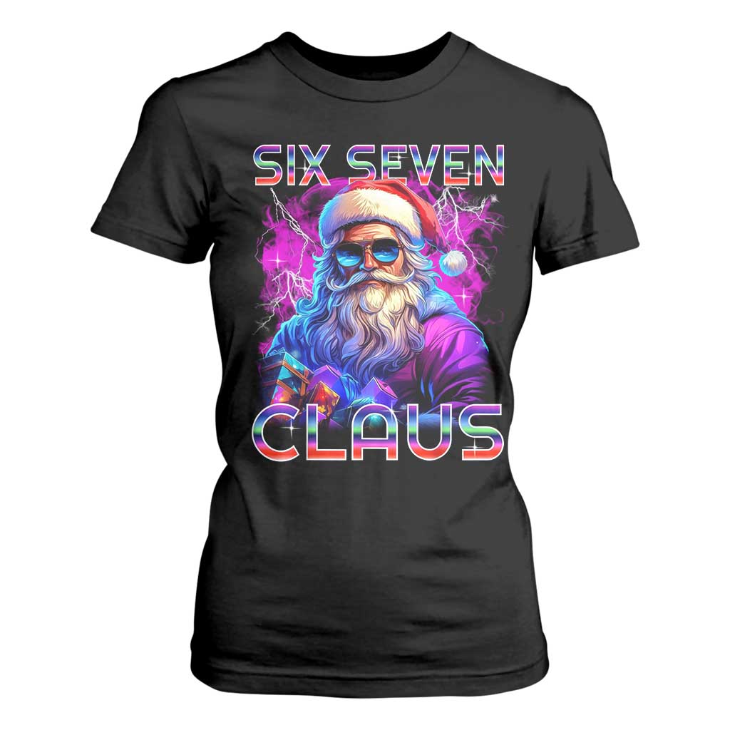Funny Six Seven Claus T Shirt For Women 67 Christmas Santa Meme Gen Alpha TS11 Black Print Your Wear