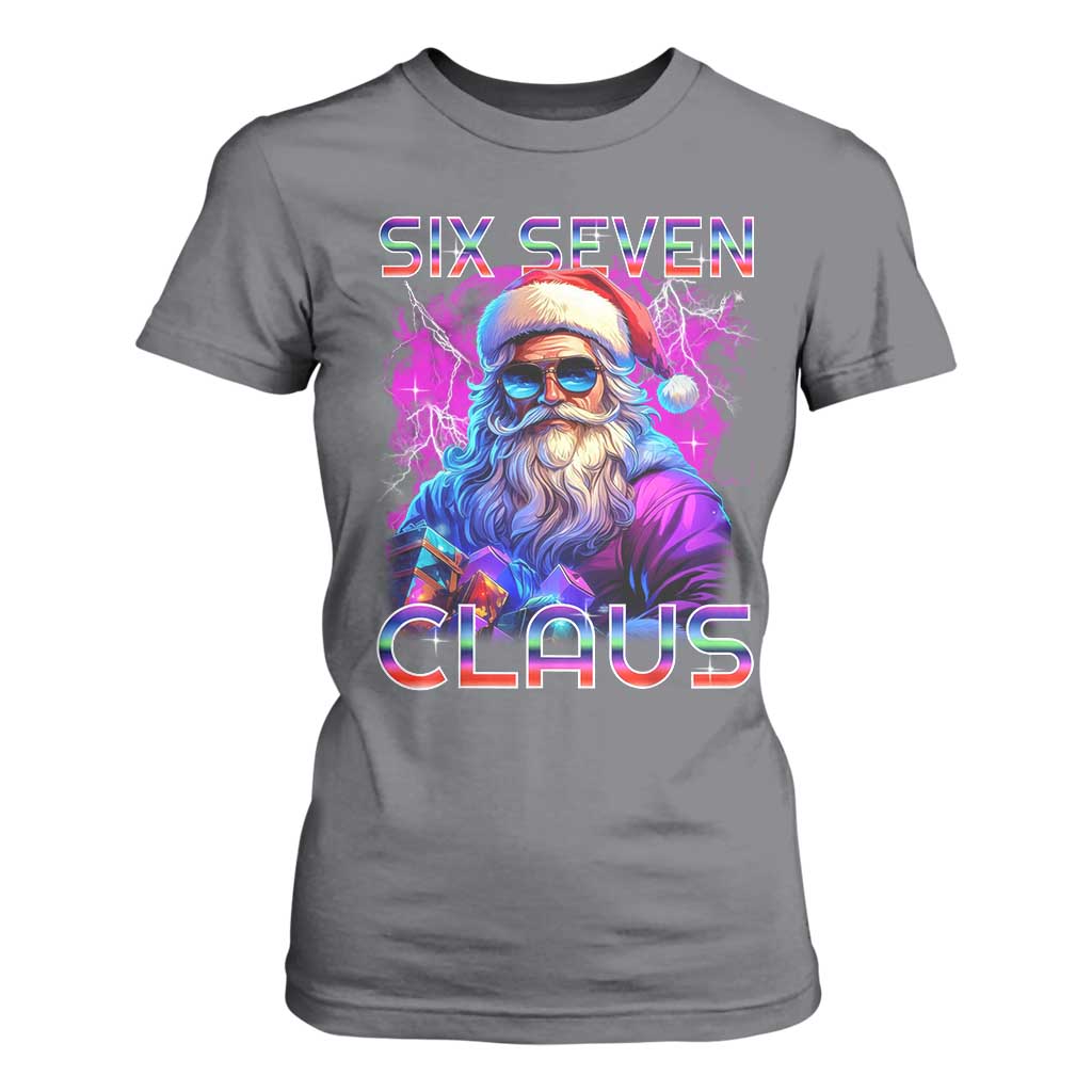 Funny Six Seven Claus T Shirt For Women 67 Christmas Santa Meme Gen Alpha TS11 Charcoal Print Your Wear