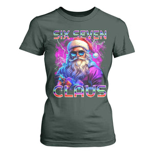 Funny Six Seven Claus T Shirt For Women 67 Christmas Santa Meme Gen Alpha TS11 Dark Forest Green Print Your Wear
