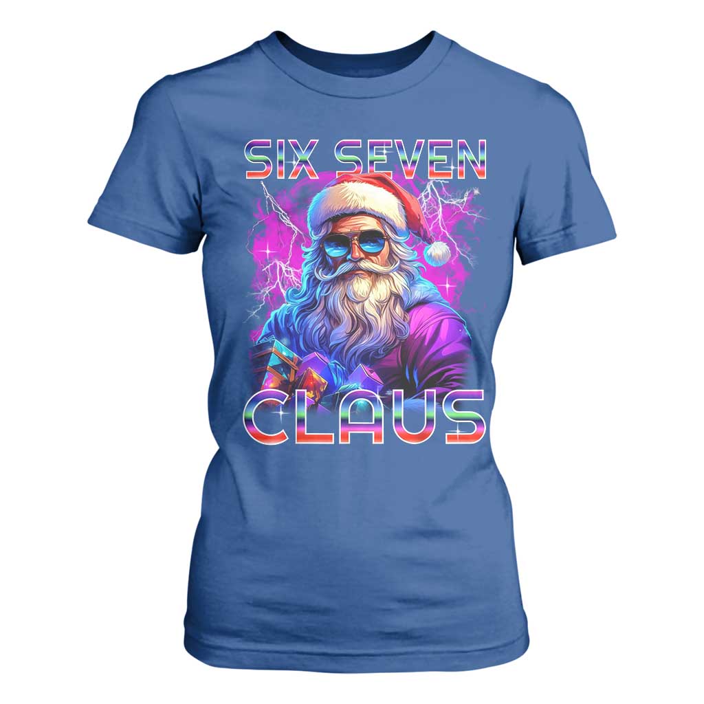 Funny Six Seven Claus T Shirt For Women 67 Christmas Santa Meme Gen Alpha TS11 Royal Blue Print Your Wear