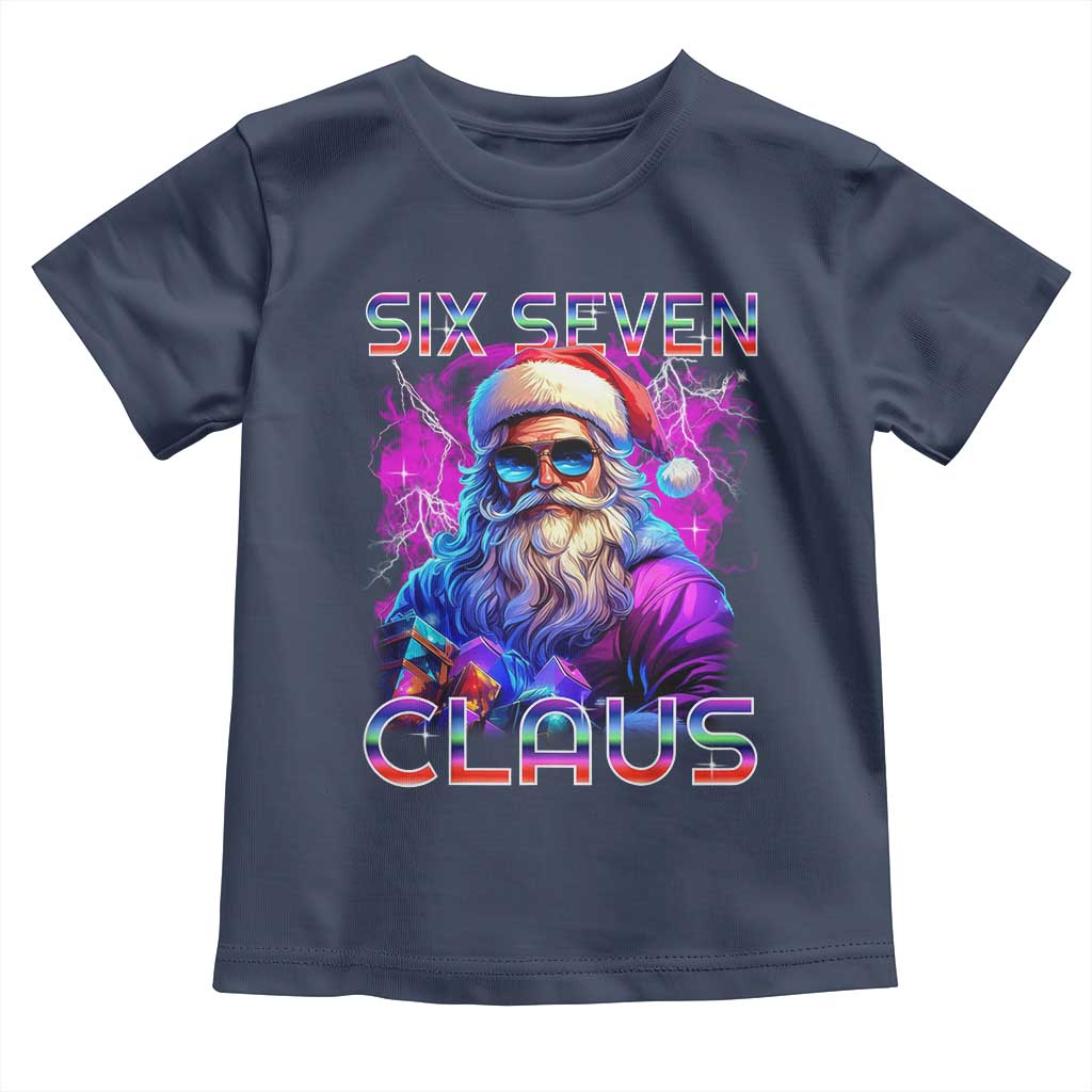 Funny Six Seven Claus Toddler T Shirt 67 Christmas Santa Meme Gen Alpha TS11 Navy Print Your Wear