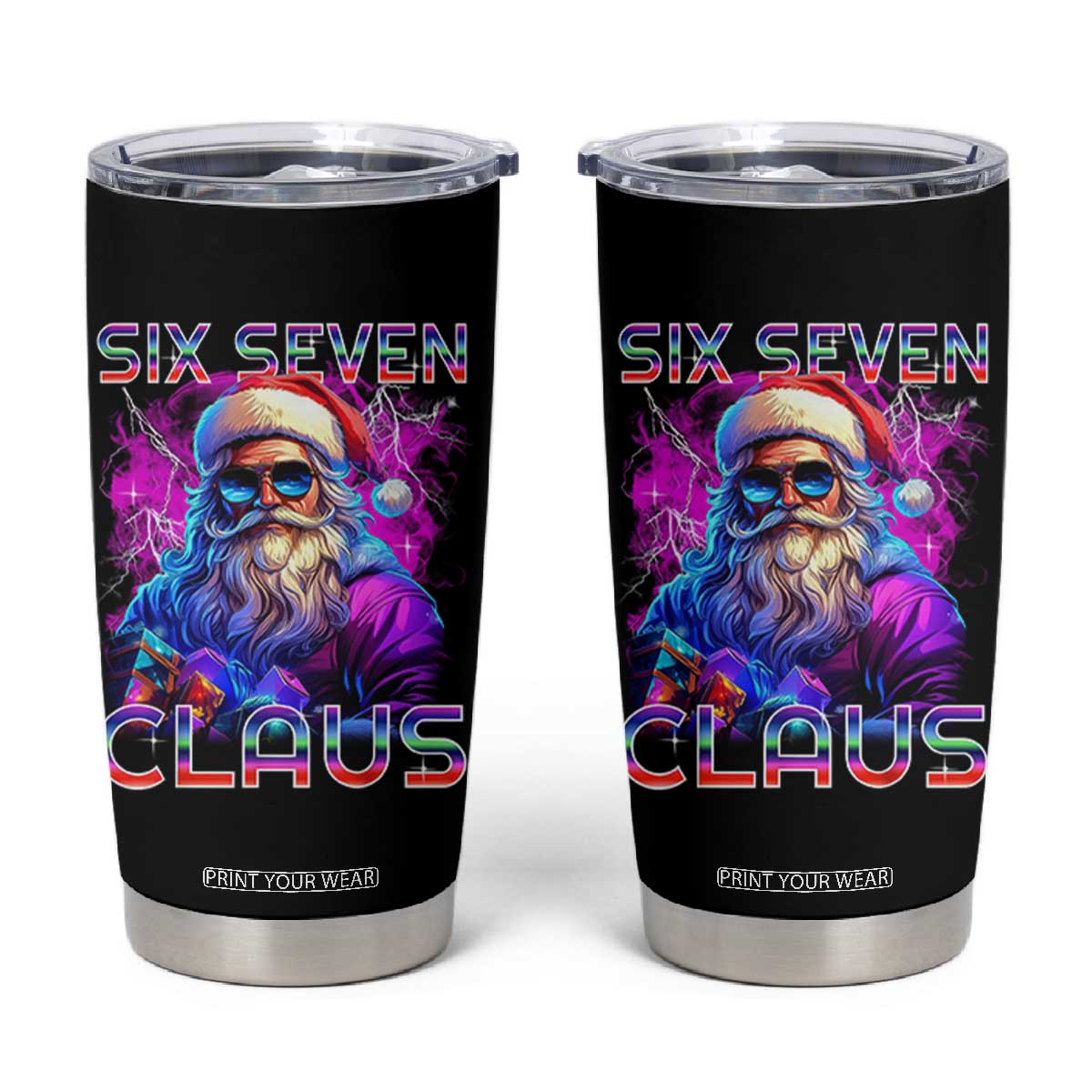 Funny Six Seven Claus Tumbler Cup 67 Christmas Santa Meme Gen Alpha TS11 Black Print Your Wear