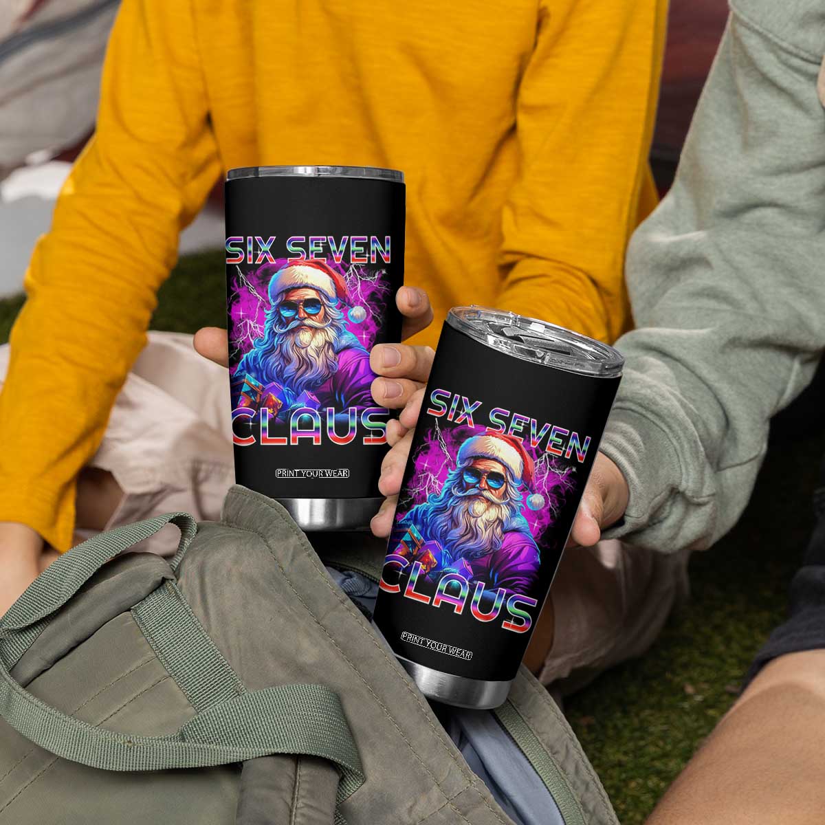 Funny Six Seven Claus Tumbler Cup 67 Christmas Santa Meme Gen Alpha TS11 Print Your Wear