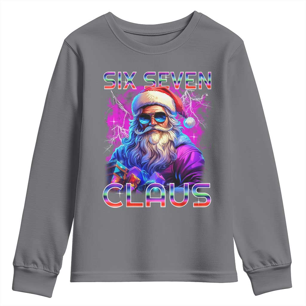 Funny Six Seven Claus Youth Sweatshirt 67 Christmas Santa Meme Gen Alpha TS11 Charcoal Print Your Wear