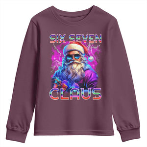 Funny Six Seven Claus Youth Sweatshirt 67 Christmas Santa Meme Gen Alpha TS11 Maroon Print Your Wear