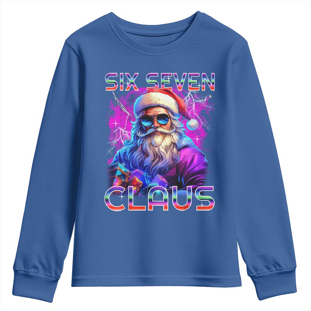 Funny Six Seven Claus Youth Sweatshirt 67 Christmas Santa Meme Gen Alpha TS11 Royal Blue Print Your Wear