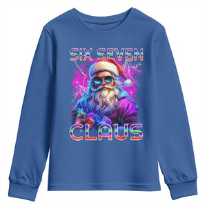 Funny Six Seven Claus Youth Sweatshirt 67 Christmas Santa Meme Gen Alpha TS11 Royal Blue Print Your Wear