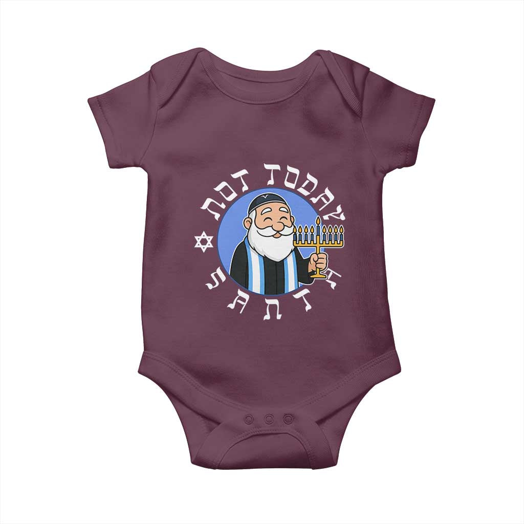 Funny Hanukkah Not Today Santa Baby Onesie Jewish Chanukah Chrismukkah TS11 Maroon Print Your Wear