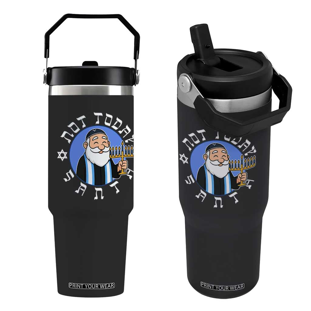 Funny Hanukkah Not Today Santa Flip Straw Tumbler Jewish Chanukah Chrismukkah TS11 One Size: 30 oz Black Print Your Wear
