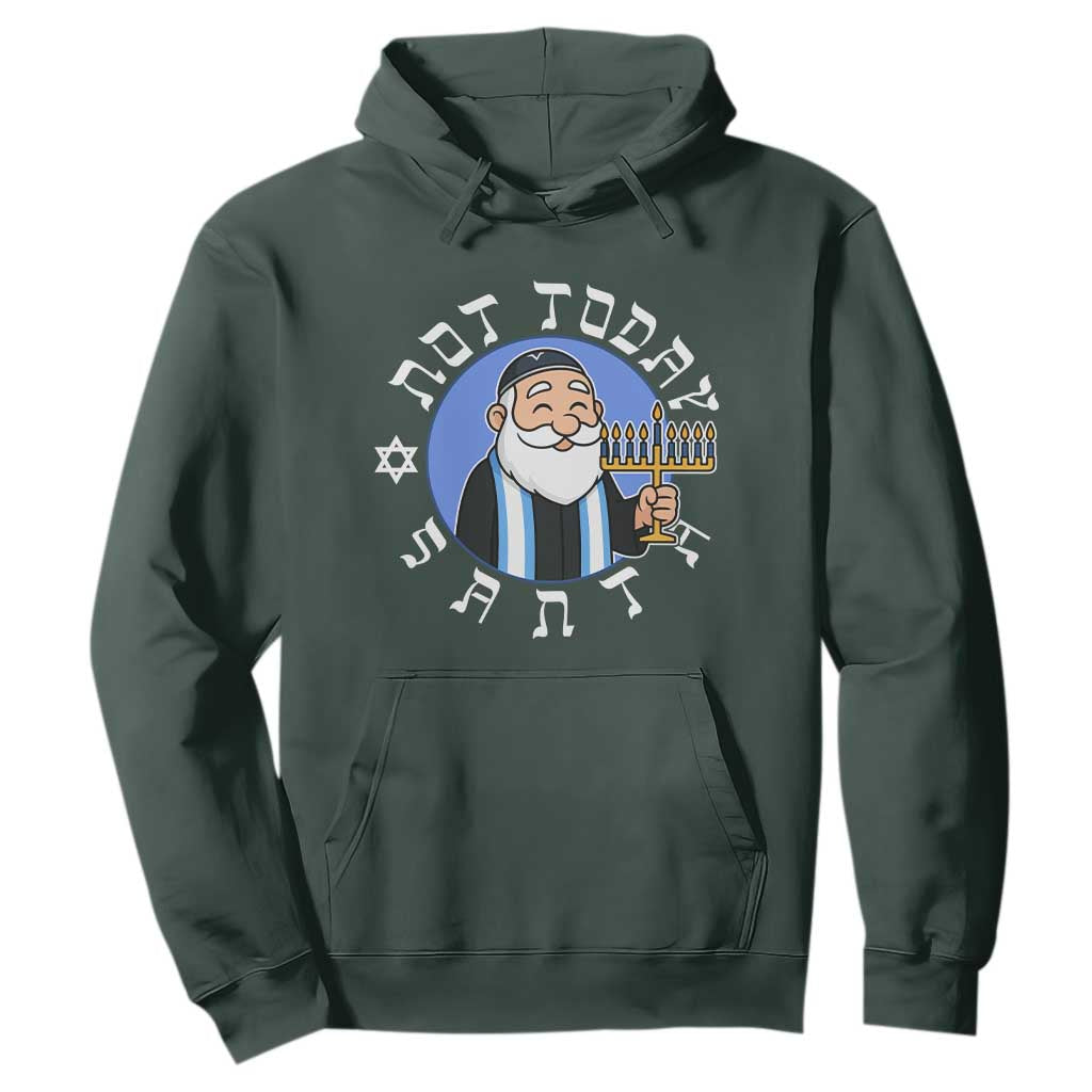 Funny Hanukkah Not Today Santa Hoodie Jewish Chanukah Chrismukkah TS11 Dark Forest Green Print Your Wear