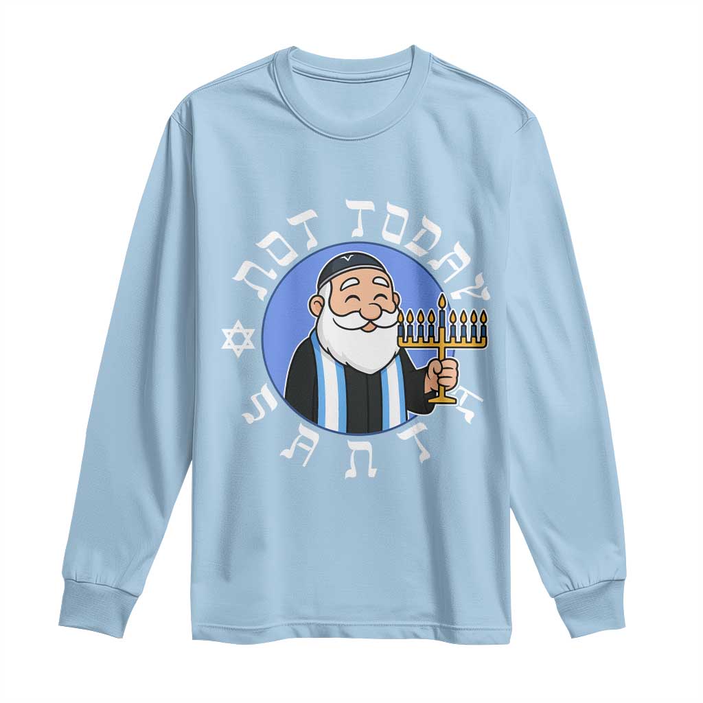 Funny Hanukkah Not Today Santa Long Sleeve Shirt Jewish Chanukah Chrismukkah TS11 Light Blue Print Your Wear