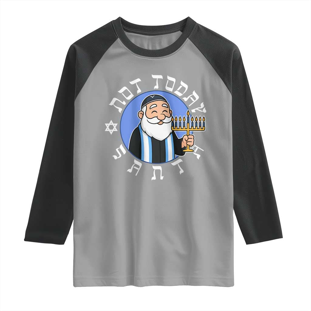 Funny Hanukkah Not Today Santa Raglan Shirt Jewish Chanukah Chrismukkah TS11 Sport Gray Black Print Your Wear