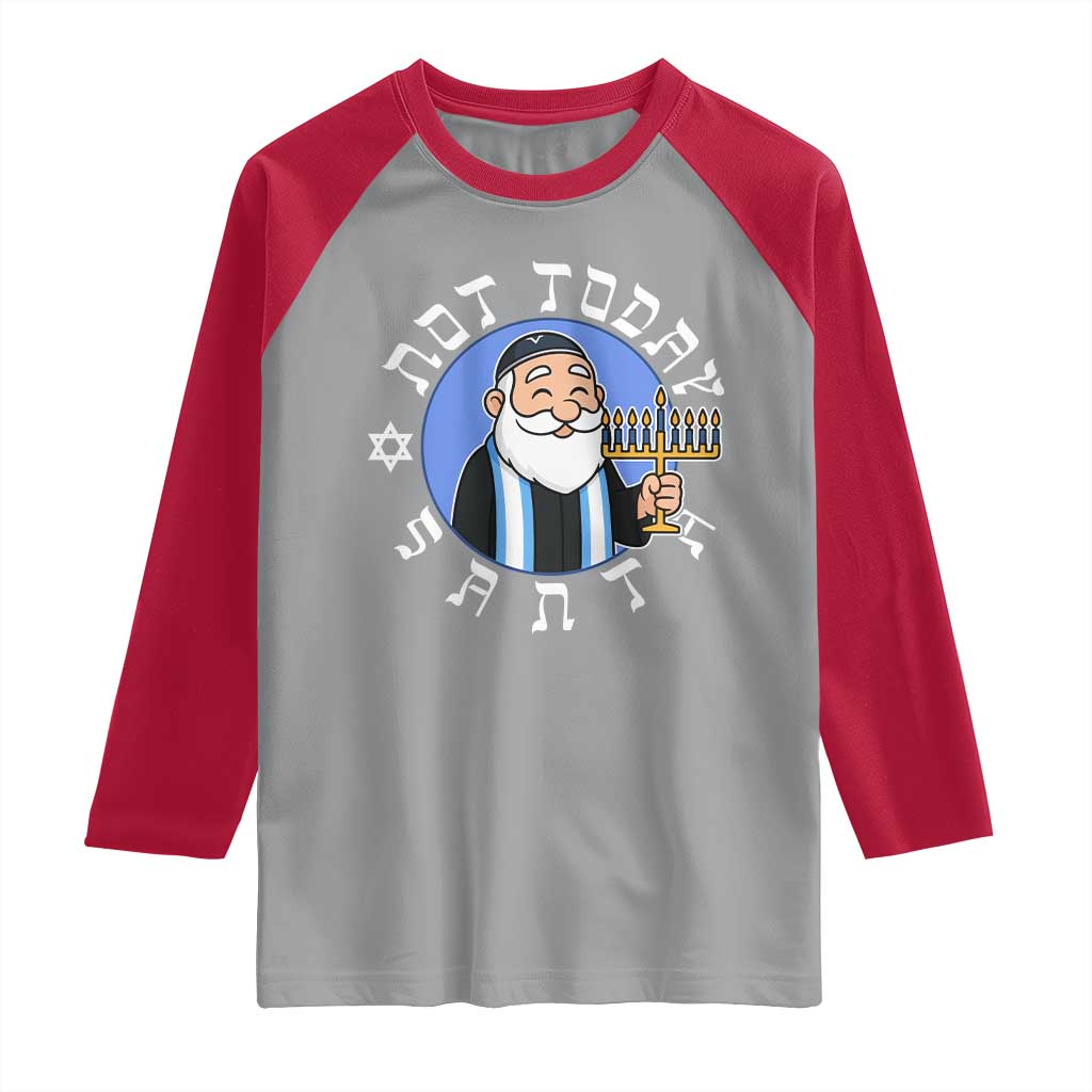 Funny Hanukkah Not Today Santa Raglan Shirt Jewish Chanukah Chrismukkah TS11 Sport Gray Red Print Your Wear