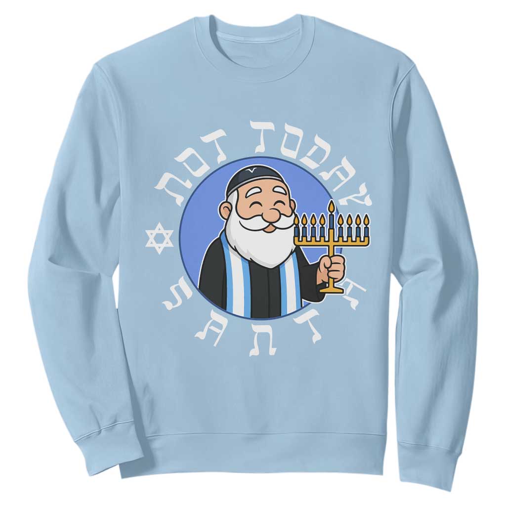 Funny Hanukkah Not Today Santa Sweatshirt Jewish Chanukah Chrismukkah TS11 Light Blue Print Your Wear