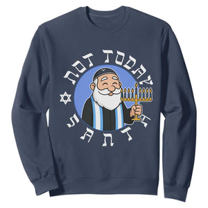 Funny Hanukkah Not Today Santa Sweatshirt Jewish Chanukah Chrismukkah TS11 Navy Print Your Wear