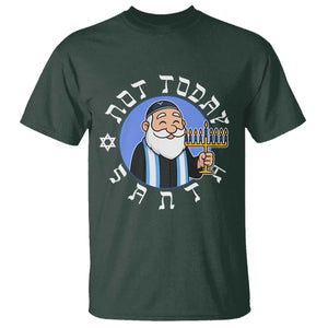 Funny Hanukkah Not Today Santa T Shirt Jewish Chanukah Chrismukkah TS11 Dark Forest Green Print Your Wear