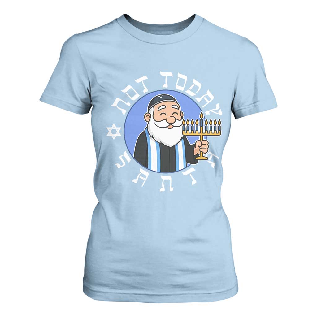 Funny Hanukkah Not Today Santa T Shirt For Women Jewish Chanukah Chrismukkah TS11 Light Blue Print Your Wear