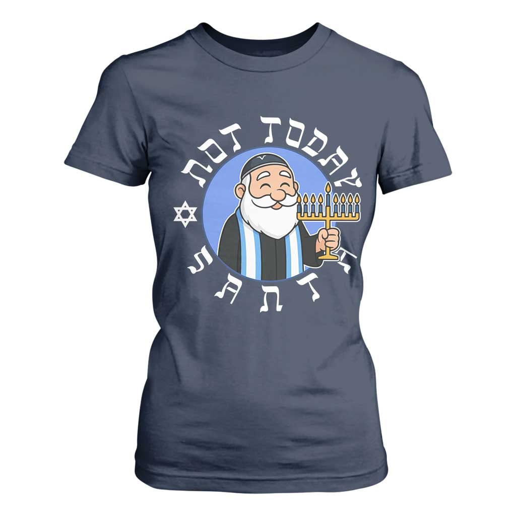 Funny Hanukkah Not Today Santa T Shirt For Women Jewish Chanukah Chrismukkah TS11 Navy Print Your Wear