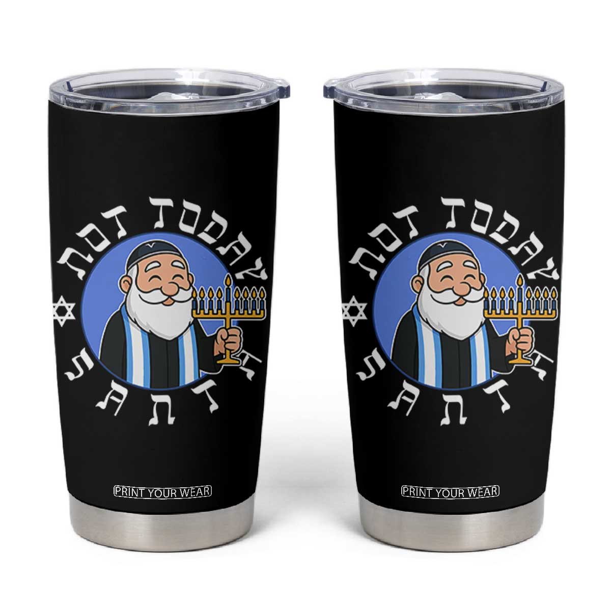 Funny Hanukkah Not Today Santa Tumbler Cup Jewish Chanukah Chrismukkah TS11 Black Print Your Wear