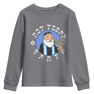 Funny Hanukkah Not Today Santa Youth Sweatshirt Jewish Chanukah Chrismukkah TS11 Charcoal Print Your Wear