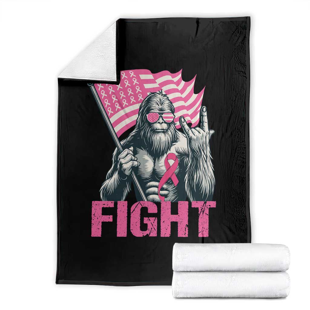 Funny Bigfoot Breast Cancer Awareness Throw Blanket Fight Pink Ribbon TS11 Black Print Your Wear
