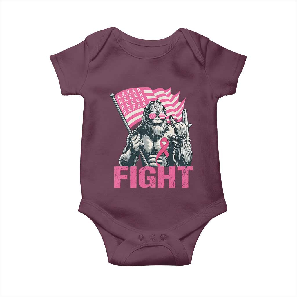 Funny Bigfoot Breast Cancer Awareness Baby Onesie Fight Pink Ribbon TS11 Maroon Print Your Wear