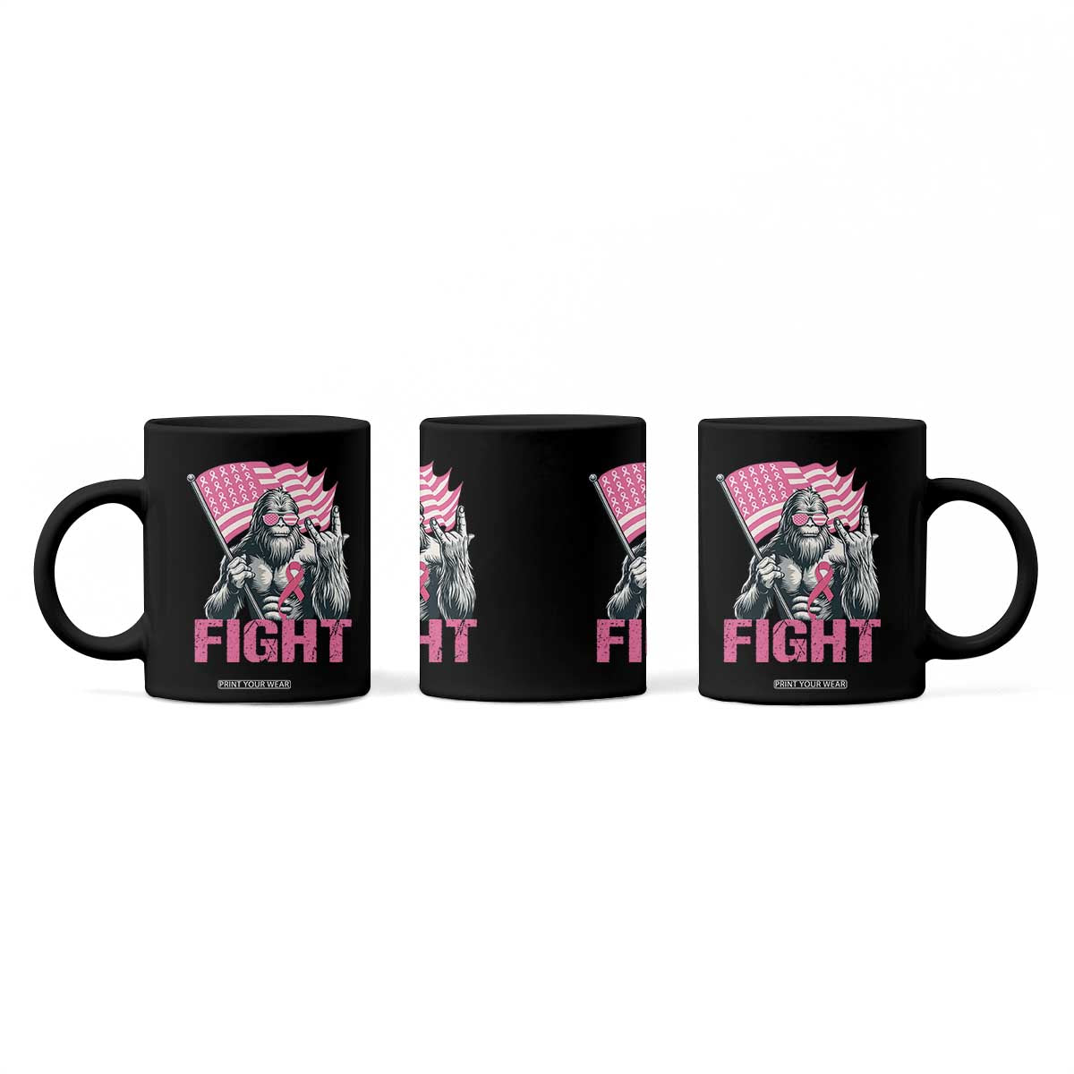 Funny Bigfoot Breast Cancer Awareness Coffee Mug Fight Pink Ribbon TS11 Print Your Wear