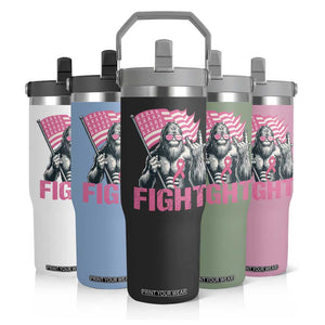 Funny Bigfoot Breast Cancer Awareness Flip Straw Tumbler Fight Pink Ribbon TS11 Print Your Wear