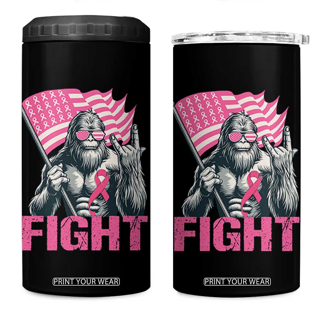 Funny Bigfoot Breast Cancer Awareness 4 in 1 Can Cooler Tumbler Fight Pink Ribbon TS11 One Size: 16 oz Black Print Your Wear