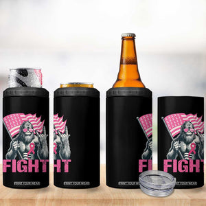 Funny Bigfoot Breast Cancer Awareness 4 in 1 Can Cooler Tumbler Fight Pink Ribbon TS11 Print Your Wear