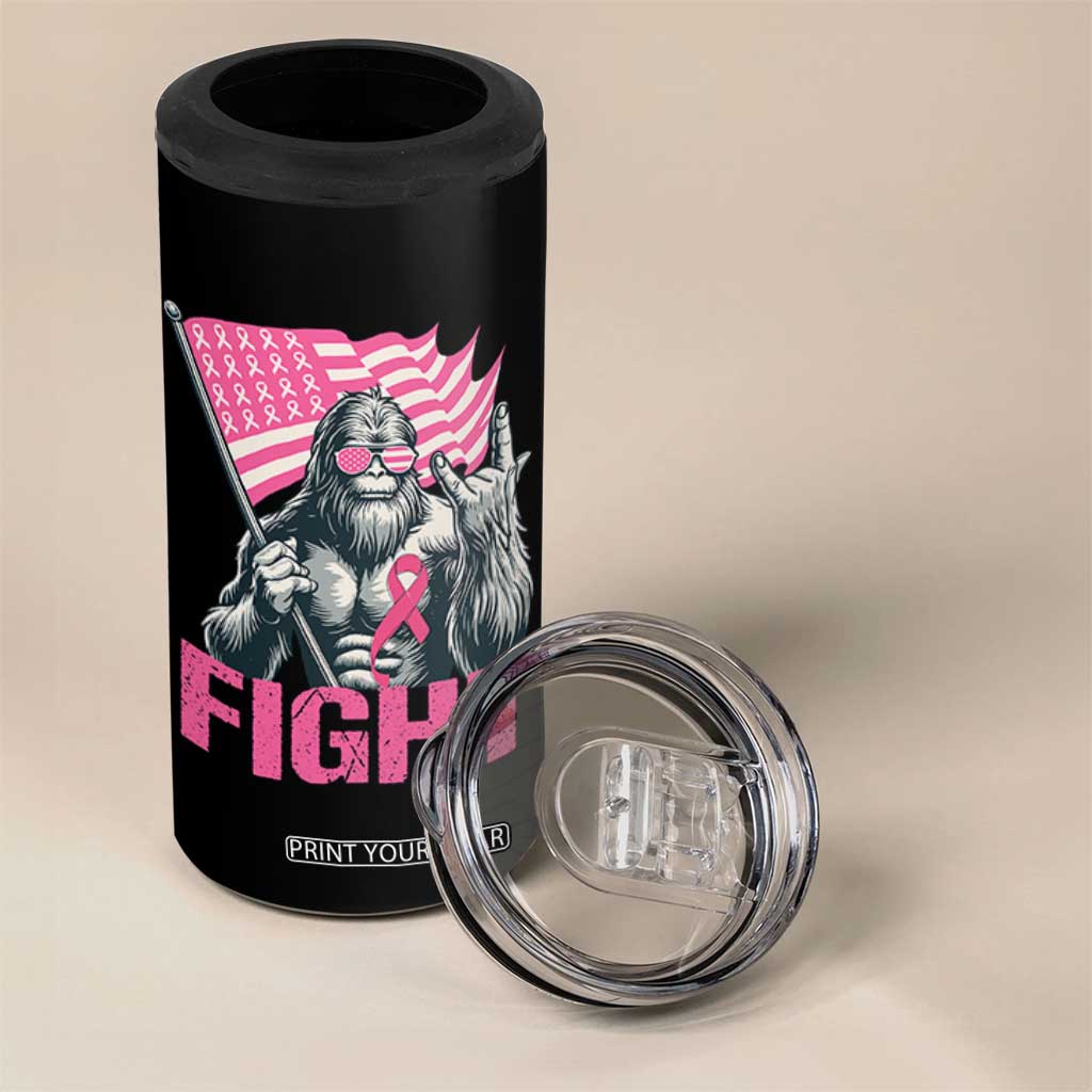 Funny Bigfoot Breast Cancer Awareness 4 in 1 Can Cooler Tumbler Fight Pink Ribbon TS11 Print Your Wear