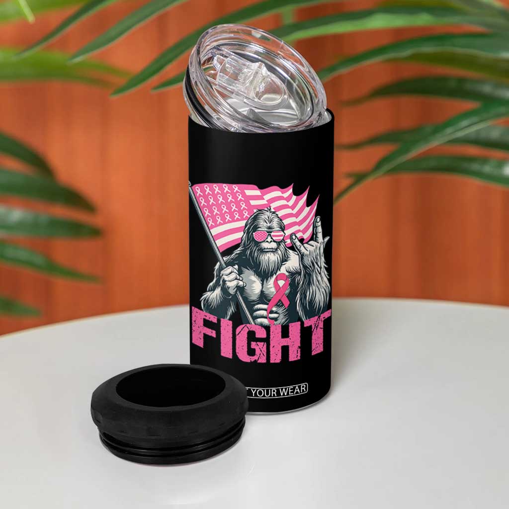 Funny Bigfoot Breast Cancer Awareness 4 in 1 Can Cooler Tumbler Fight Pink Ribbon TS11 Print Your Wear