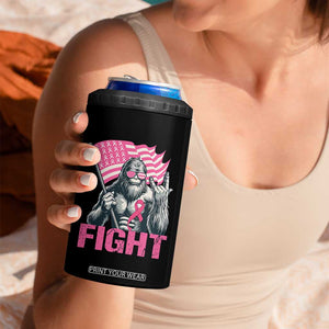 Funny Bigfoot Breast Cancer Awareness 4 in 1 Can Cooler Tumbler Fight Pink Ribbon TS11 Print Your Wear