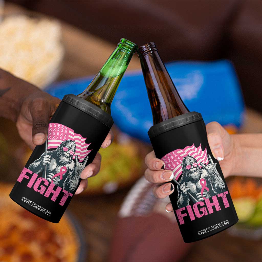 Funny Bigfoot Breast Cancer Awareness 4 in 1 Can Cooler Tumbler Fight Pink Ribbon TS11 Print Your Wear