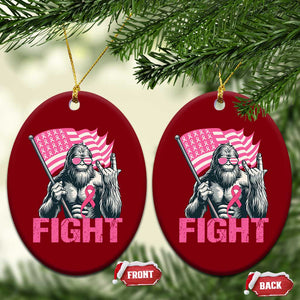 Funny Bigfoot Breast Cancer Awareness Ceramic Ornament Fight Pink Ribbon TS11 Print Your Wear
