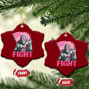 Funny Bigfoot Breast Cancer Awareness Ceramic Ornament Fight Pink Ribbon TS11 Print Your Wear