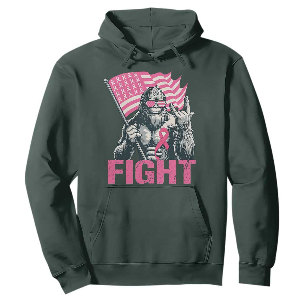 Funny Bigfoot Breast Cancer Awareness Hoodie Fight Pink Ribbon TS11 Dark Forest Green Print Your Wear
