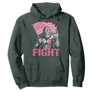 Funny Bigfoot Breast Cancer Awareness Hoodie Fight Pink Ribbon TS11 Dark Forest Green Print Your Wear