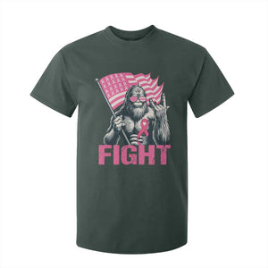 Funny Bigfoot Breast Cancer Awareness T Shirt For Kid Fight Pink Ribbon TS11 Dark Forest Green Print Your Wear