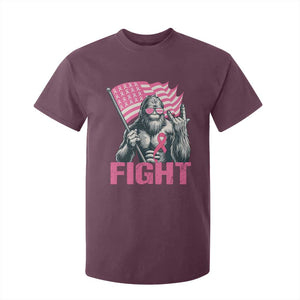 Funny Bigfoot Breast Cancer Awareness T Shirt For Kid Fight Pink Ribbon TS11 Maroon Print Your Wear