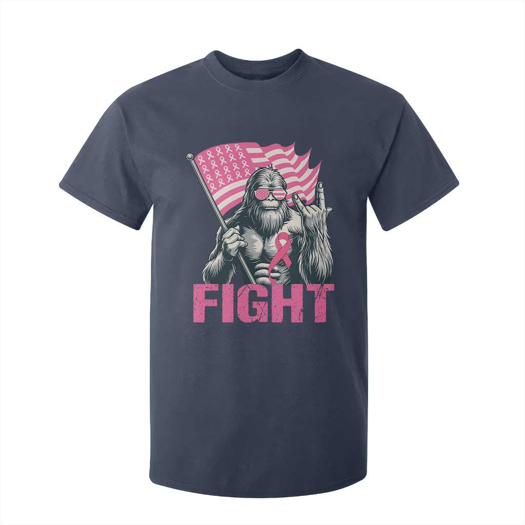 Funny Bigfoot Breast Cancer Awareness T Shirt For Kid Fight Pink Ribbon TS11 Navy Print Your Wear
