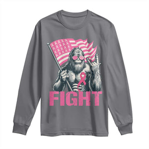 Funny Bigfoot Breast Cancer Awareness Long Sleeve Shirt Fight Pink Ribbon TS11 Charcoal Print Your Wear